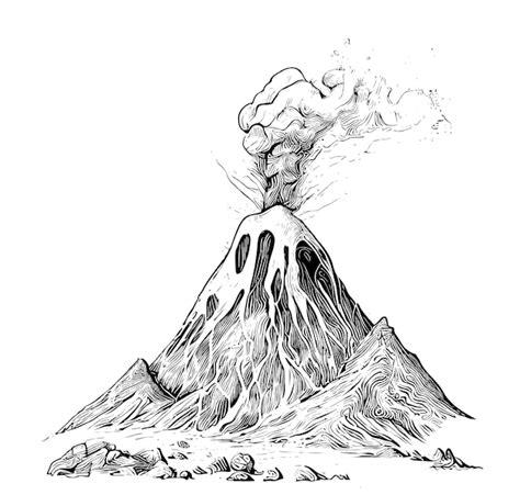 active volcano drawing|Volcano Drawing royalty.